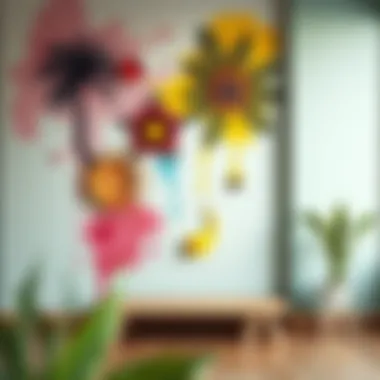 Decorative wall featuring unique acrylic paint designs