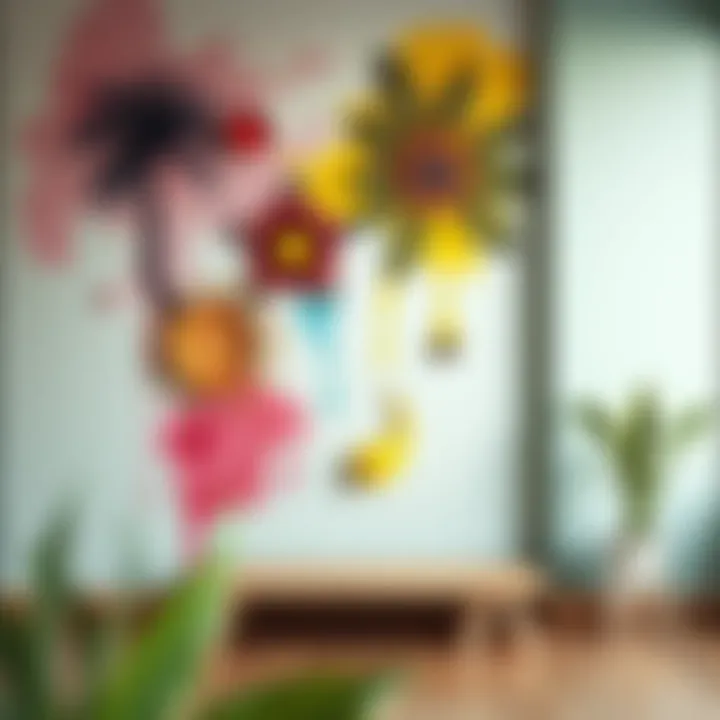 Decorative wall featuring unique acrylic paint designs