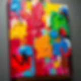 Vibrant colors on a canvas created with acrylic paint