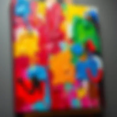 Vibrant colors on a canvas created with acrylic paint