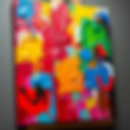 Vibrant colors on a canvas created with acrylic paint