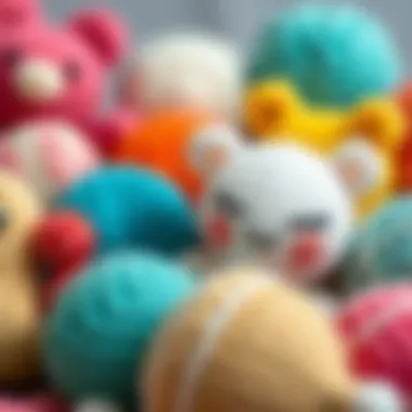 An assortment of basic crochet stitches used in amigurumi.