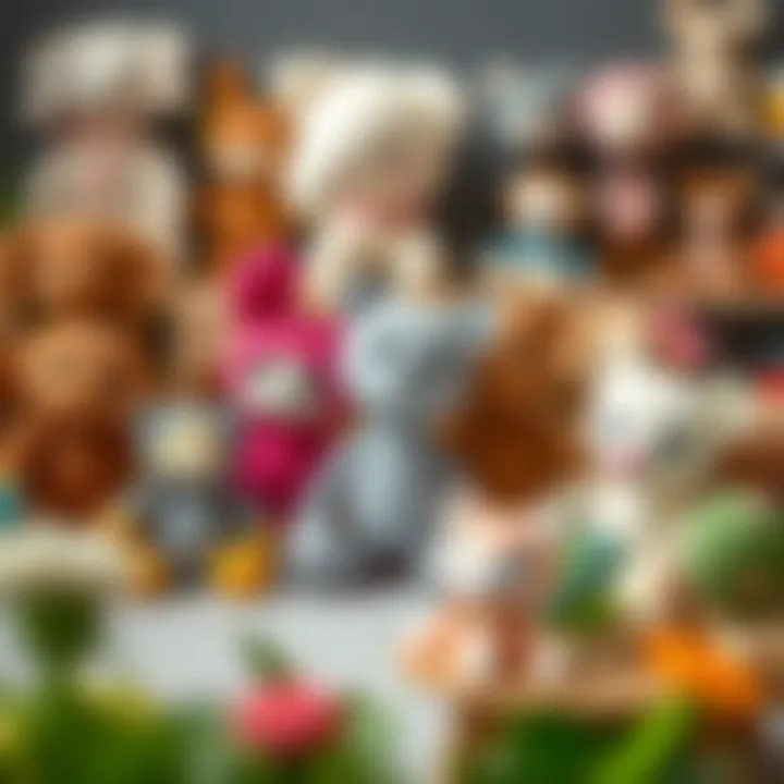 A collection of finished amigurumi projects displayed artistically.