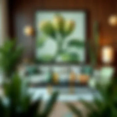 Artistic arrangement of olive green decor elements in a modern setting