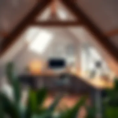 Stylish workspace setup in an attic
