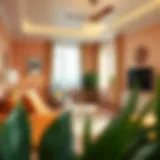 Brightly painted living room showcasing warm tones