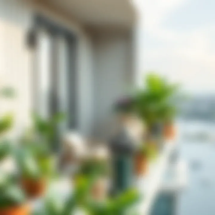 Modern balcony featuring greenery and minimalist decor