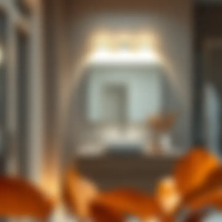 Warm ambient lighting above a stylish bathroom vanity