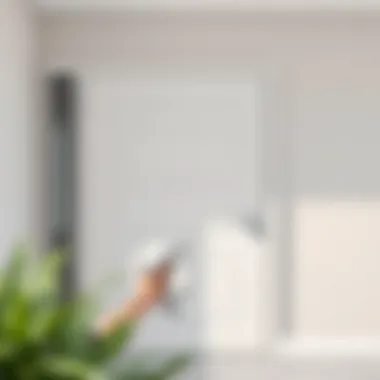 A modern door being wiped down with a cloth