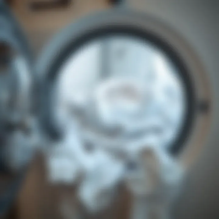 Washing machine with a load of bright white garments