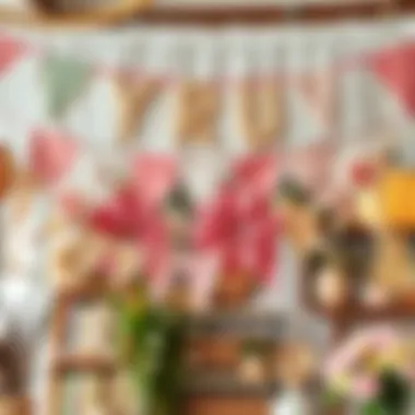 Handmade birthday banners and garlands displayed