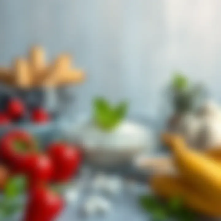 Ingredients for Creative Bowl Desserts An artistic arrangement of various ingredients ready for creating bowl desserts.