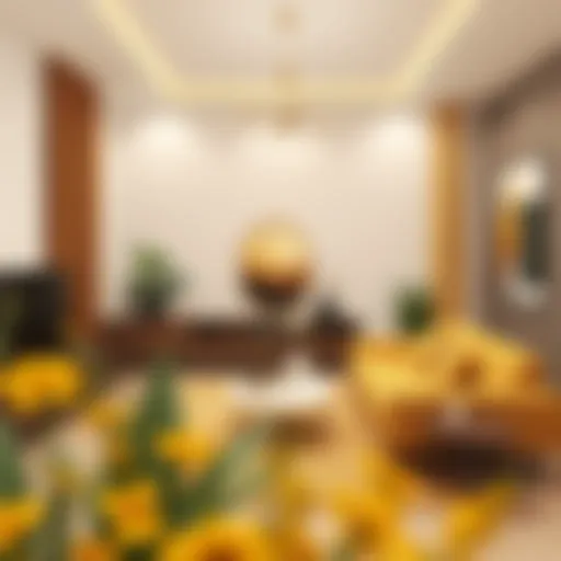 Aesthetic blend of brown and yellow colors in a modern interior design