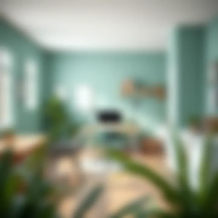 An aesthetically pleasing workspace with a fresh coat of unique wall color.