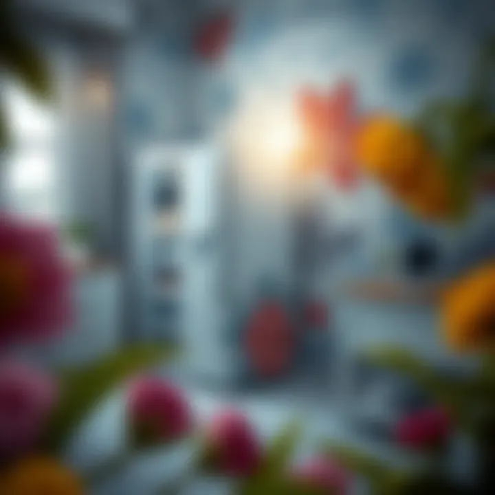 A beautifully designed refrigerator with artistic patterns.