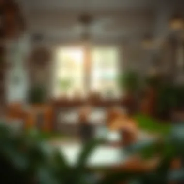 Cozy vintage cafe atmosphere with soft lighting