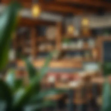 Charming rustic cafe interior with wooden decor