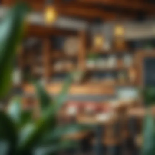 Charming rustic cafe interior with wooden decor