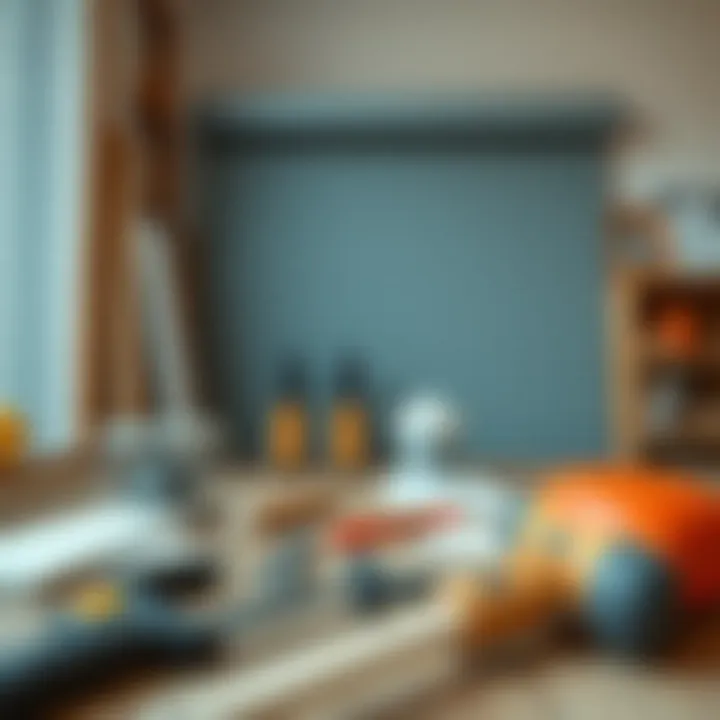 Tools and materials required for the installation of embedded blinds neatly arranged.