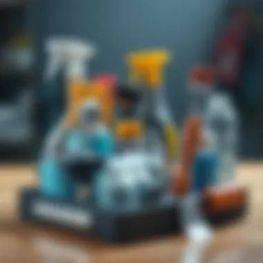 A well-organized cleaning toolkit for maintaining glass surfaces