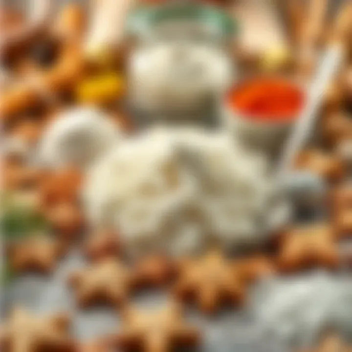 Ingredients spread out for making cinnamon gingerbread cookies