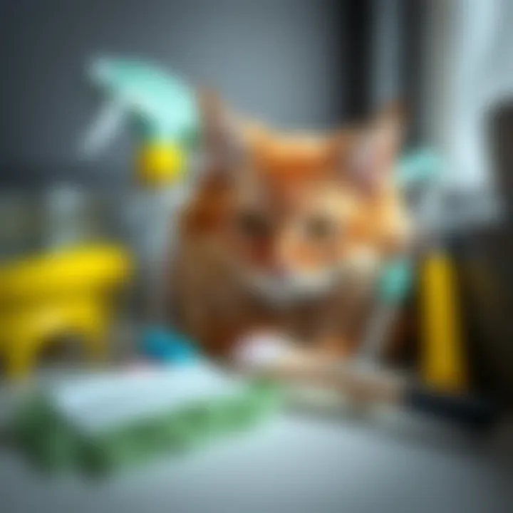 Various cleaning tools for removing cat hair from furniture