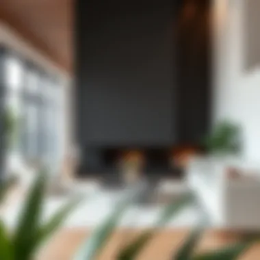 Contemporary open space design integrating a sleek fireplace