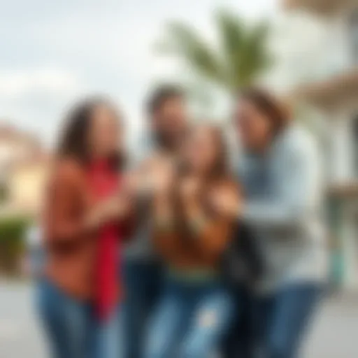 Creative group pose with friends showcasing fun and laughter