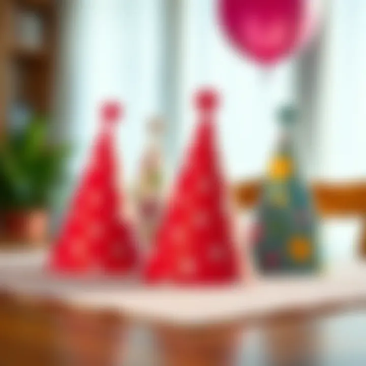 Creative paper party hats on a table