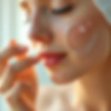 Applying moisturizer on a glowing face