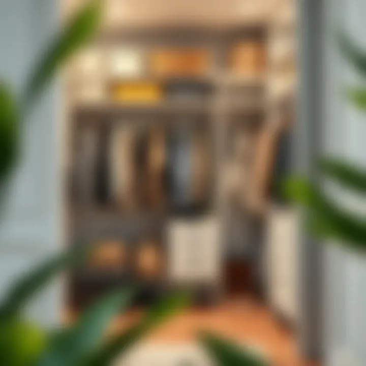 Organized closet with neatly arranged clothes and accessories