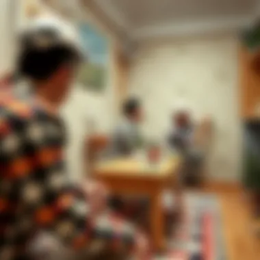 DIY enthusiasts engaged in wallpaper maintenance activities.