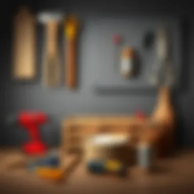 Tools and materials required for wall shelf construction