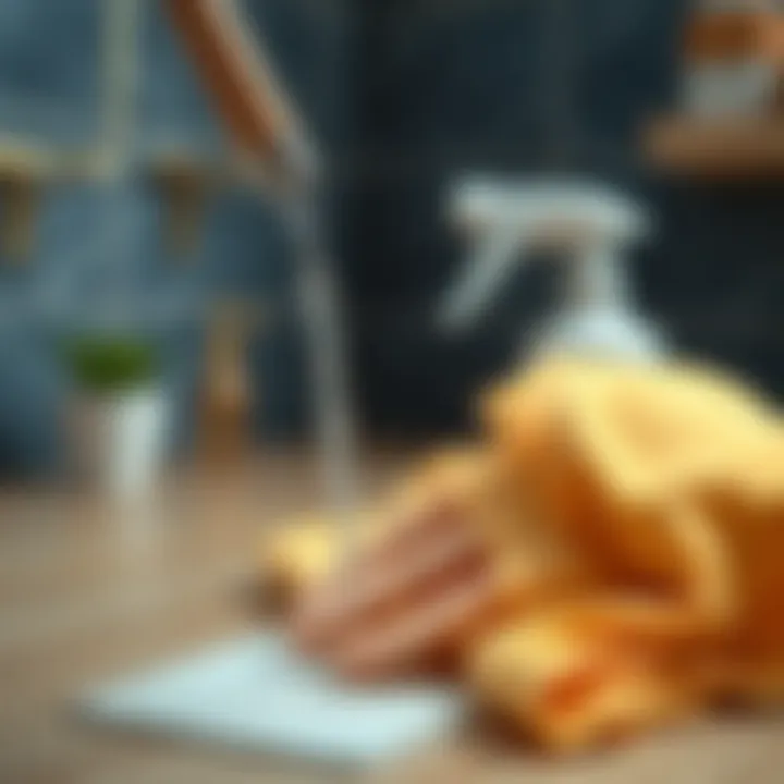 A close-up of a cleaning technique in action