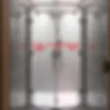 Sparkling clean shower cabin with gleaming tiles