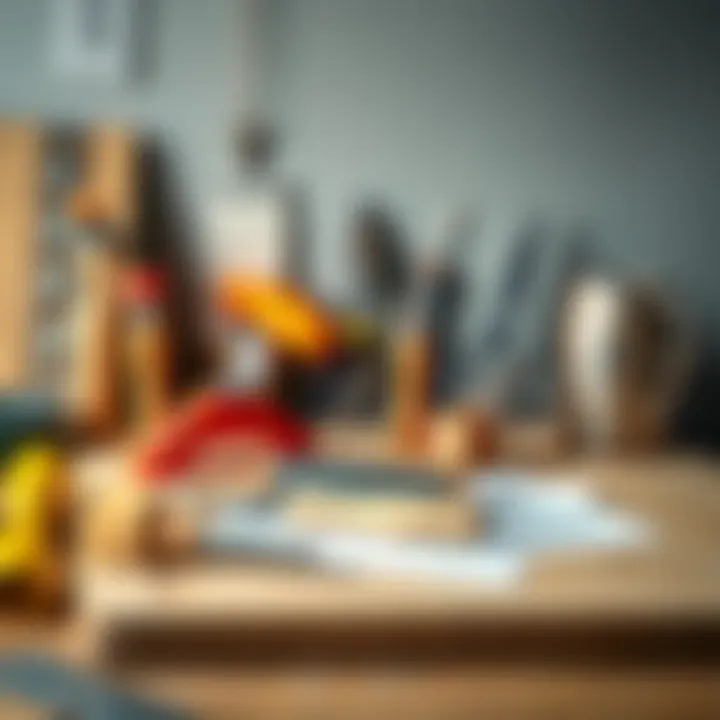 Tools arranged neatly for an efficient painting setup