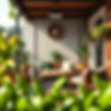 Cozy balcony setup with greenery and comfortable seating