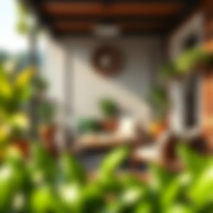 Cozy balcony setup with greenery and comfortable seating