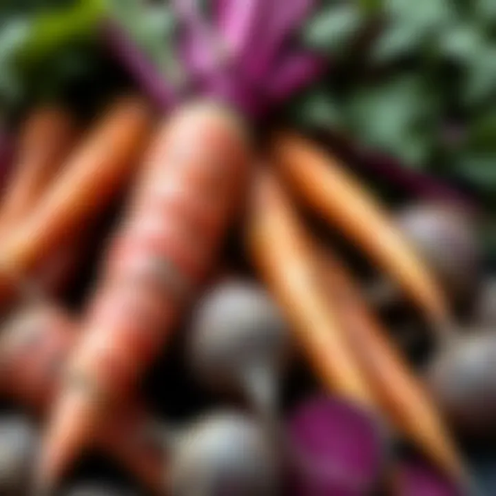 Freshly harvested carrots and beets