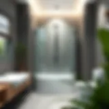 Elegant glass shower cabin in a modern small bathroom