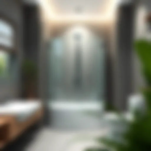 Elegant glass shower cabin in a modern small bathroom