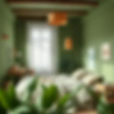 Cozy Bedroom in Green A cozy bedroom painted in soft green hues