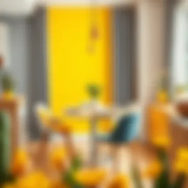 Vibrant Dining Space in Yellow Vibrant dining space adorned with warm yellow tones