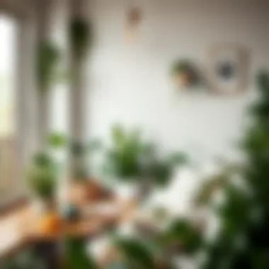 Creative plant arrangement in a cozy reading nook