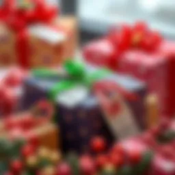 Colorful gift wrapping with ribbons and tags