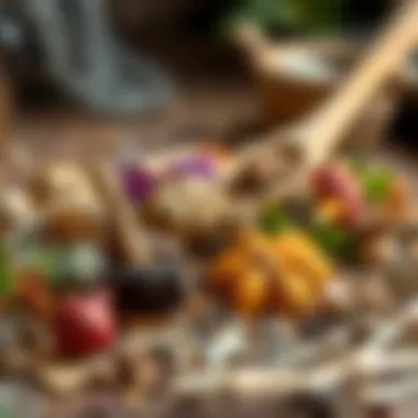 An assortment of dried herbs and flowers for incense making