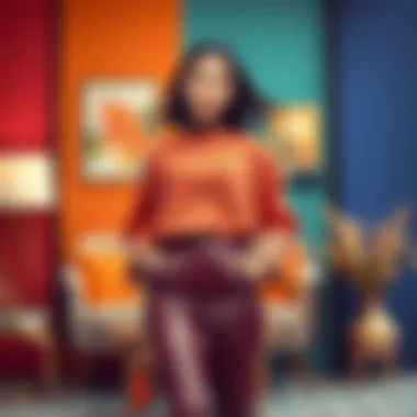 Fashion ensemble featuring two contrasting colors beautifully blended together