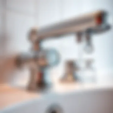 Close-up of faucet components