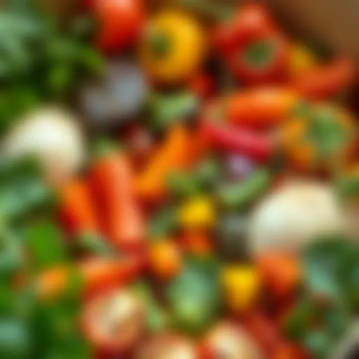 A variety of colorful vegetables ready for frying