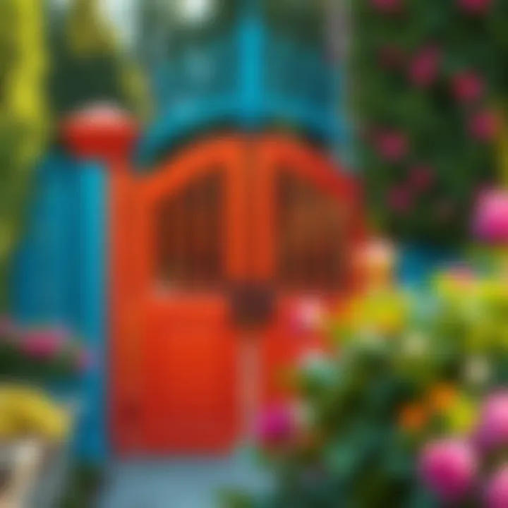 Elegant garden gate painted in a vibrant color